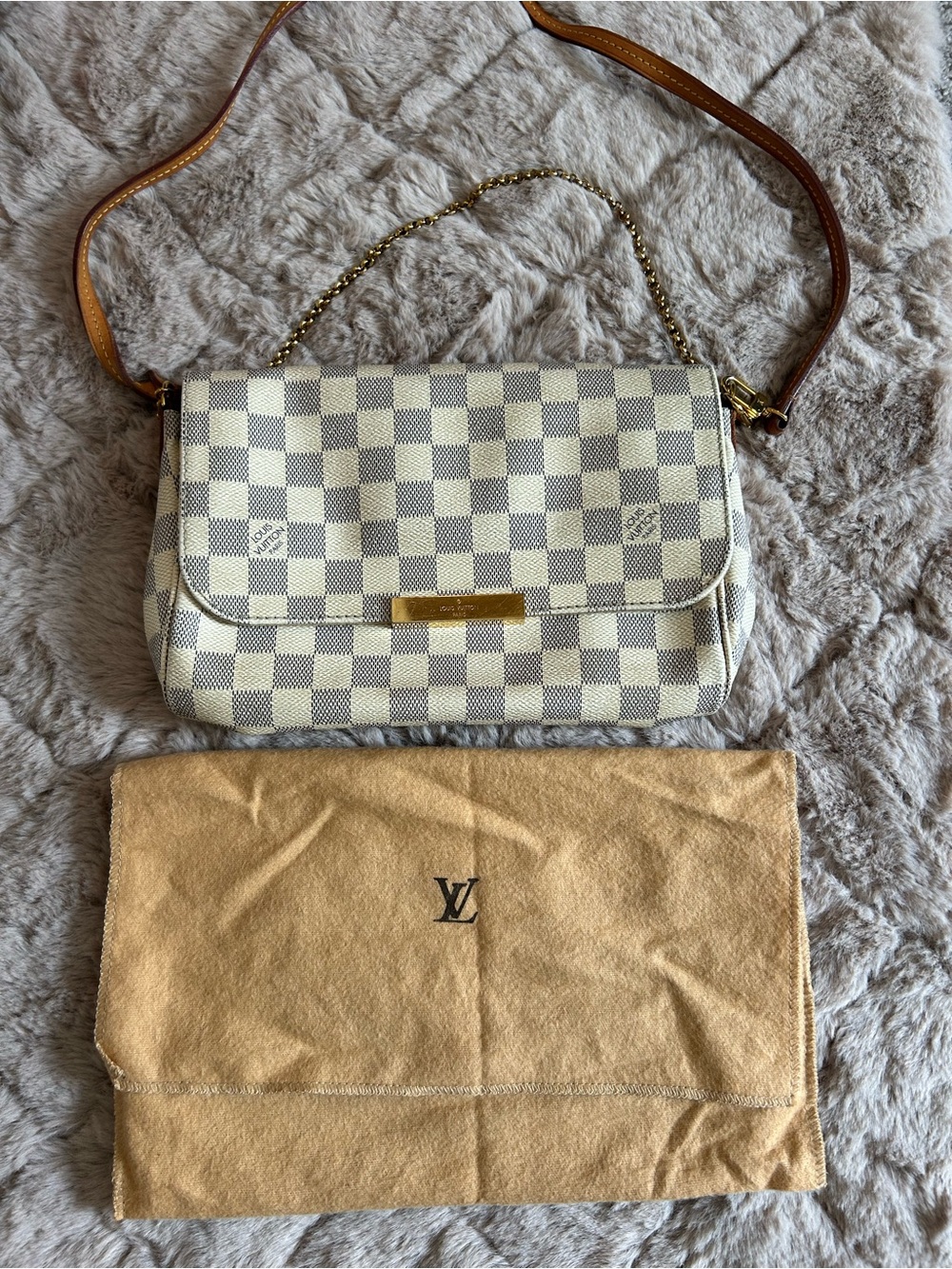 Authentic Louis Vuitton Favorites Damier Azur Crossbody Bag in White/Gray